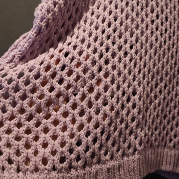 Lilac Open Knit Sweater by Hooked Up - Size Large - Picture 4 of 6
